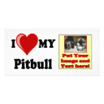 I Love (Heart) My Pitbull Dog photo cards