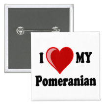 I Love (Heart) My Pomeranian Dog Buttons