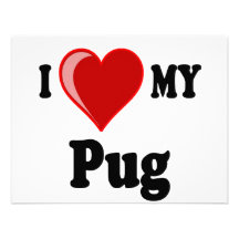 I Love (Heart) My Pug Dog Personalized Announcement