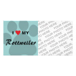 I Love (Heart) My Rottweiler Pawprint photo cards