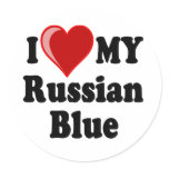 I Love (Heart) My Russian Blue Cat stickers