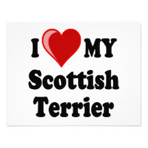 I Love (Heart) My Scottish Terrier Dog Gifts Custom Invitations
