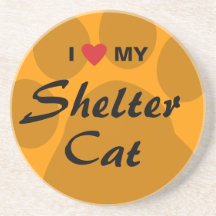I Love (Heart) My Shelter Cat Coasters