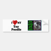 I Love (Heart) My Toy Poodle Dog Bumper Sticker