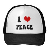 I Love (heart) Peace hats