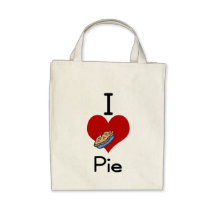 I love-heart pie tote bags