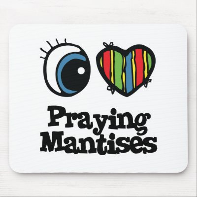 I Love (Heart) Praying Mantises Mouse Mat by eyeheartanimals