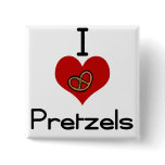 I love-heart pretzel pinback buttons