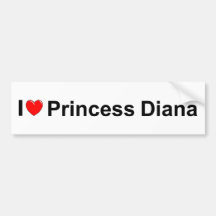 I Love (Heart) Princess Diana Bumper Stickers