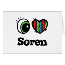 I Love (Heart) Soren Greeting Cards