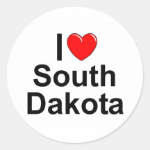 I Love (Heart) South Dakota Round Stickers