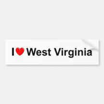 I Love (Heart) West Virginia Bumper Stickers