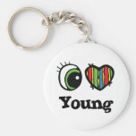 I Love (Heart) Young Keychains