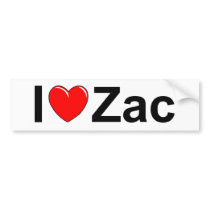 I Love (Heart) Zac Bumper Stickers