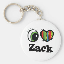 I Love (Heart) Zack Keychains