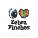 I Love (Heart) Zebra Finches stickers