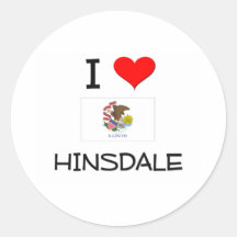 I Love HINSDALE Illinois Round Sticker