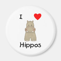 I Love Hippos (3) Refrigerator Magnets