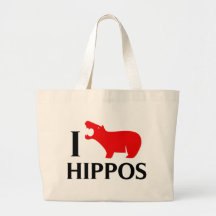 I Love Hippos Canvas Bags
