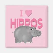 I Love Hippos Fridge Magnets