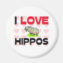 I Love Hippos Refrigerator Magnet