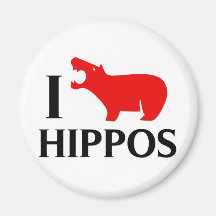 I Love Hippos Refrigerator Magnets