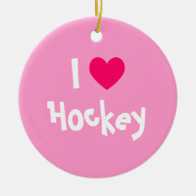 I Love Hockey Ornaments