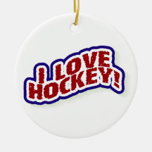 I  Love Hockey T-shirts and Gifts Christmas Tree Ornaments
