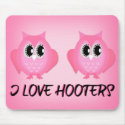 I Love Hooters Breast Cancer Awareness Mousepad