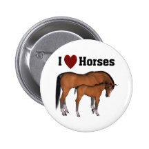 I Love Horses Button