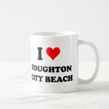 I Love Houghton City Beach Michigan Mugs