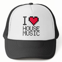 I Love House Music 8Bit Trucker Hat