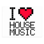 I Love House Music 8Bit Post Cards