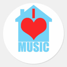 I Love House Music - Heart House Round Stickers