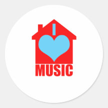 I Love House Music - Heart House Round Stickers