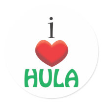 I LOVE HULA ROUND STICKER