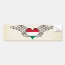 I Love Hungary -wings Bumper Stickers