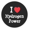 I love Hydrogen Power heart custom personalised stickers