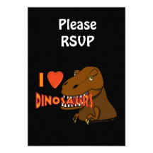 I Love I Heart Dinosaurs Cartoon Tyrranosaurus Rex Invite