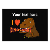 I Love I Heart Dinosaurs Cartoon Tyrranosaurus Rex Custom Announcement