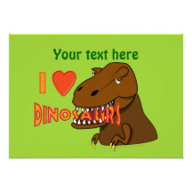 I Love I Heart Dinosaurs Cartoon Tyrranosaurus Rex Personalised Invites