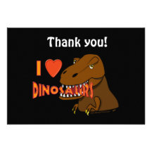 I Love I Heart Dinosaurs Cartoon Tyrranosaurus Rex Personalised Invite