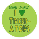 I Love (I Heart) Triceratops Dinosaur Green stickers
