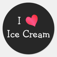 I Love Ice Cream Round Sticker