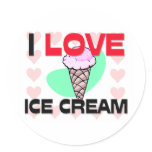 I Love Ice Cream Round Sticker
