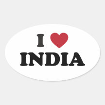 I Love India Oval Sticker