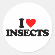 I LOVE INSECTS ROUND STICKERS
