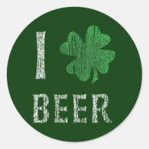 I Love Irish Beer Round Stickers