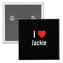 I love Jackie Pinback Buttons