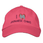 I Love Japanese Chins Embroidered Hat (Pink) embroidered hats